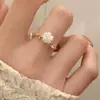 Anillo Combinado Suave y Dulce para Mujer, Anillo Sencillo y Fresco con Índice Floral, Diseño de Nicho Ins, Anillo Abierto Incrustado con Diamantes