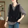 Foto Real Colete Outono 2026 Feminino Casual Top Feminino 100% Algodão Moda Versátil Roupas Femininas Colete Capa de Ombro Jaqueta
