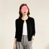 Nuevo cárdigan de punto liso para otoño e invierno para mujer, prenda exterior holgada de cuello redondo, chaqueta suéter corta