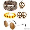 Accesorios de Disfraz Hippie de los años 60 Diadema de Girasol Gafas Redondas y Collar de Cincel de Paz Aretes traje