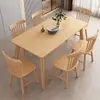 Mesa de jantar nórdica em madeira maciça, design minimalista moderno, estilo de luxo leve, formato retangular, conjunto de mesa e cadeiras estilo japonês, adequado para uso doméstico e apartamentos pequenos