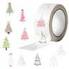 500 Hojas/Rollo Cinta Adhesiva Transfronteriza Dibujo Árbol de Navidad Material para Diario Decoración Sello de Sobre Venta al por Mayor Transfronteriza