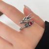 Anillo de Plata Tailandesa Año del Dragón para Hombre Anillo Abierto Popular de Comercio Electrónico Transfronterizo Anillo de Dragón con Gema Roja Joyería Anillo para Mujer Venta al por Mayor