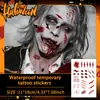 Combinação de Adesivos de Tatuagem com Elementos de Terror de Halloween Transfronteiriços, Maquiagem Assustadora e Engraçada, Estilo Atmosférico Cos Halloween