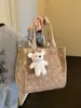 Bolsa de almuerzo de pana de gran capacidad para mujer, nuevo diseño moderno y elegante 2026, bolsa tipo tote portátil, bolsa para lonchera de estudiante