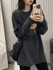 Camiseta de Manga Larga Estilo Coreano para Mujer Otoño 2026 Nueva Holgada Adelgazante Talla Grande Chicas Gorditas Longitud Media Prenda Base