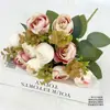 10 Galhos de Flor Artificial de Botão de Chá Estilo Europeu para Decoração de Casamento, Decoração de Casa, Enfeites de Flores Artificiais, Adereços de Fotografia