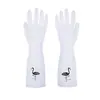 Luvas Impermeáveis Brancas Semitransparentes com Estampa de Veado para Mulheres, Adequadas para Cozinha, Lavanderia e Lavar Louça, Plástico para Tarefas Domésticas
