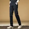 Pantalones Casuales para Hombre de Primavera y Otoño sin Planchar, de Pierna Recta Ajustada, Pantalones Largos Negros Sencillos, Versátiles para Comercio Transfronterizo