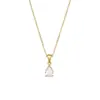 Moderna Cadena para Clavícula Versátil Simple de Moda Europea y Americana, Acero Inoxidable Chapado en Oro de 18 Quilates, Collar con Colgante de Zirconia en Forma de Gota de Agua