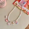 Nova Colar Pingente Contas Desenho Animado Fofo para Crianças, Acessórios de Princesa para Meninas de Verão, Joia de Corrente de Pérolas para Meninas