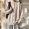 Suéter cárdigan gris de alta gama estilo coreano para hombre, nueva colección otoño/invierno, holgado y casual, prenda exterior de punto versátil