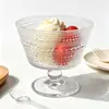 Bol de Vidrio Retro con Relieve de Girasol Estilo Ins para el Hogar, Bol para Helado, Yogur, Avena, Postre de Desayuno