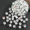 Cuentas Cerámicas Cuadradas de 8 mm con Letras y Agujeros Verticales, Materiales para Manualidades Infantiles, Cuentas Sueltas, Forma de Corazón, 26 Letras, Accesorios para DIY, Pulsera