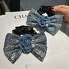 Corea del Sur Mezclilla Lavada Mariposa Círculo de Colon Flor de Camelia Cuerda de Corbata Tendón de Cuero Nuevos Accesorios para el Cabello