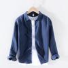 Camisa básica de lino y algodón de manga larga, estilo japonés, fresca y extremadamente cáñamo, informal, artística, holgada y transpirable, para hombre, moderna