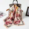 Pañuelo de Seda Estampado Floral de Mariposa Flor Cortada Primavera y Verano Pañuelo Largo Grande Chal de Viaje de Alta Gama Protección Solar Pañuelo para Mujer Pañuelo para la Cabeza