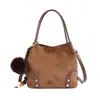 Bolso cubeta de gamuza vintage con estampado de leopardo, de nicho coreano, versátil bolso de hombro y cruzado para mujer, bolso cruzado de invierno