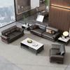 Sofá de Oficina Oficina del Jefe Área de Recepción Recepción de Negocios Moderno Simple Cuero Elegante Combinación de Mesa de Café Fábrica