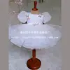 Vestido de Princesa para Niñas con Mangas Abullonadas Blancas y Falda de Malla Verano 2025 Nuevo Lazo Vestido de Princesa para Niños Vestido para Bebé de Un Año