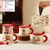 Copo de Água de Cerâmica com Design de Coração Delicado, Alto Valor Estético, Presente para Estudantes, Uso Doméstico, Caneca Prática com Tampa