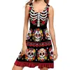 Nuevo vestido tipo tank top sin mangas con calavera del Día de Muertos de estilo europeo y americano, impreso en 3D