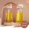 Botella de Aceite a Prueba de Fugas, Olla de Aceite de Vidrio Antiderrames, Apertura y Cierre Automáticos, Juego de Botellas de Condimentos para Salsa de Soja y Vinagre de Gran Capacidad para el Hogar