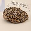 Boina Estilo Coreano con Estampado de Leopardo para Mujer, Sombrero de Artista de Lana Retro Británico para Otoño e Invierno, Moda Trendy Estilo Callejero Ins