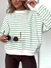 2026 Transfronterizo Amazon Europa y América Primavera y Otoño Nueva Camiseta Rayada de Manga Larga Casual Holgada Multicolores Versátil para Mujer con Cuello Redondo