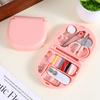 Kit de Costura Mini Semicírculo Cor Raiz de Lótus Rosa Mais Vendido da Amazon Mini Caixa de Costura Portátil Doméstica