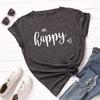 Camiseta de manga corta para mujer con cuello redondo holgada, con estampado de corazón feliz, de Spot wish eaby Amazon comercio exterior, europea y americana