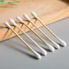 Bastoncillos de Bambú Yuehuo Hisopos de Algodón Desmaquillantes Hisopos de Algodón Desechables de Bambú de Uso Múltiple 100 Piezas Hisopos de Algodón de Doble Punta en Stock