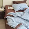 Colcha de Verano Rayada de Algodón Teñido en Hilo de Color Contrastante, Algodón Lavado, Lavable a Máquina, Algodón Puro, Agradable al Tacto, Transpirable, Colcha de Aire Acondicionado, Colcha Delgada de Verano