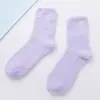 Meias Meio Veludo Cor Doce Meias Quentes Meias Pelúcia Meias de Veludo Coral Femininas Meias de Chão Fabricante Atacado Personalização