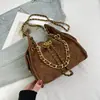 Bolso Hobo Hippie Estilo Tweed para Mujer, Bolso Cruzado de Hombro de Cadena de Cubo Acolchado de Moda con Cierre de Cordón para Mujer Esmerilado