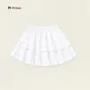 Falda corta blanca estilo pastel para niña, colección de otoño, falda corta multicapa con volantes para niños, falda de línea A con cintura elástica para bebé