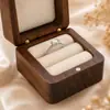 Caja de anillo de madera de alta gama, caja de almacenamiento para protección de anillos, caja para pendientes, caja de almacenamiento de joyas, caja de anillo magnética, caja para pendientes