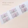 Unhas Artesanais Prontas Gelo Transparente Olho de Gato Moonlight Gradiente Rosa Laço Estilo Ins Europeu e Americano Manicure Removível 30 Peças
