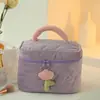 Bolsa de Cosméticos de Pana, Neceser Lindo y Elegante con Flores de Tulipan, Bolsa de Cosméticos Portátil de Gran Capacidad para Salidas