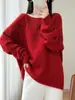 Nuevo Suéter de Punto de Lana Pura Off-Shoulder Otoño/Invierno 2026 Manga Larga para Mujer con Calados Bordados