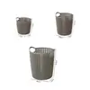 Cesta de Almacenamiento Redonda Tejida de Imitación Contenedor Hueco de Escritorio Cesto de Lavandería para Baño Cesta de Almacenamiento de Mano para Guardería