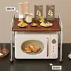 Estante de Almacenamiento para Horno Microondas de Cocina Soporte Multifuncional de Doble Capa Estante de Almacenamiento de Múltiples Niveles para Horno de Uso Doméstico Encimera Olla Arrocera