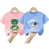 Tops Versátiles de Algodón Puro para Niños, Nuevo Estilo de Verano, Camisetas para Niños Talla Mediana y Grande con Estampados de Dibujos Animados, Camisetas Casuales Transpirables de Manga Corta para Niños