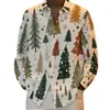 Comercio Exterior Transfronterizo Nuevo Festival Navideño Europeo y Americano Camisa Casual Impresa en 3D Camisa de Manga Larga de Moda para Hombre