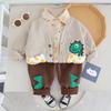 Roupas Infantis Roupa de Outono Cardigan de Manga Longa Jaqueta Camisa Calça Conjunto de Três Peças Roupa Infantil para Primavera e Outono Roupa de Bebê Menino