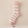 Calcetines de terciopelo coral para mujer, con rayas de barril medio, forro polar, gruesos, para dormir, cálidos, con botas de nieve