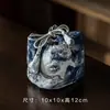 Bolsa de Almacenamiento Rápida Batik de Pintura a Tinta para Tetera, Tazas de Compartir, Tazas de Té y Ollas de Arcilla Púrpura; Bolsa Tote para Juego de Té de Viaje Portátil