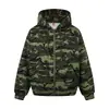 Sudadera con capucha tipo gofre camuflaje retro americano para hombre y mujer, chaqueta cárdigan casual holgada de otoño 2026