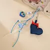 Encanto de teléfono de corazón de cuero con lazo único y elegante, encanto para bolso con corazón de píxeles chapado en colores dulce y genial