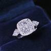 Tiktok transmisión en vivo lujo diamante completo 5 quilates anillo de diamantes en forma de almohada estrella femenina celebridad de internet mismo anillo abierto de diamantes cuadrados de princesa